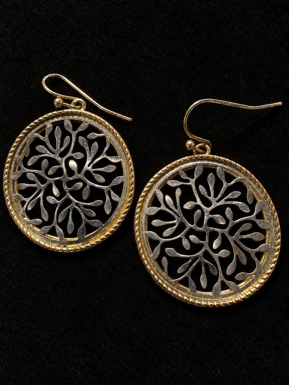 ⚜️ Dangle Earrings | Boho Two-Tone Branch & Leaf Filigree | Hook 💗
